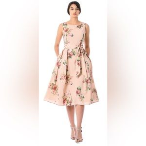 eshakti Blush Pink Floral Midi Dress